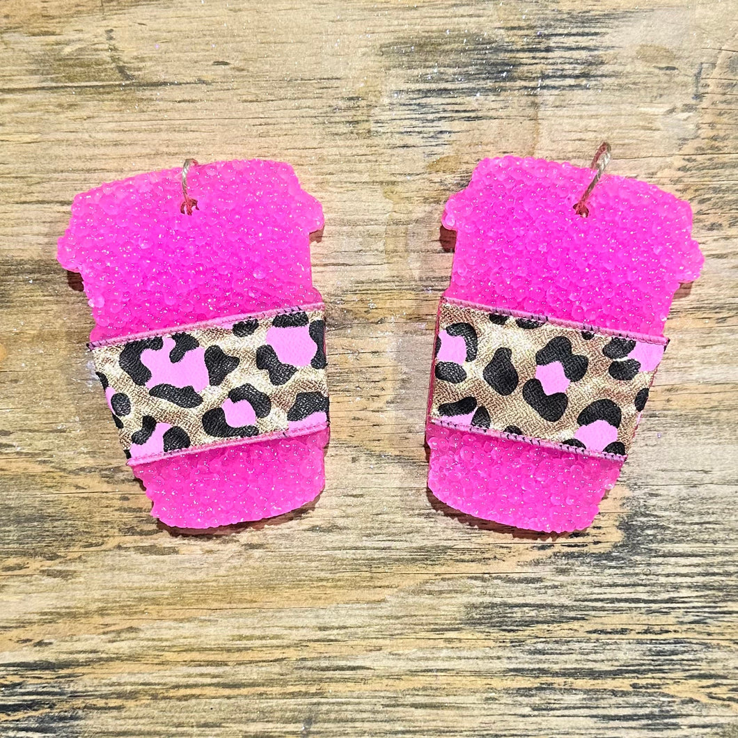Hot Pink Leopard Coffee Cup Car Freshie