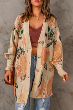 Load image into Gallery viewer, Floral Pattern Ribbed Trim Cardigan

