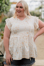 Load image into Gallery viewer, Plus Size Printed Flutter Sleeve Tiered Top
