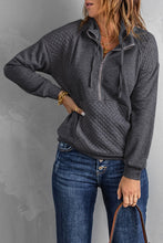 Load image into Gallery viewer, Quilted Half-Zip Sweatshirt with Pocket
