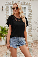 Load image into Gallery viewer, Spliced Lace Flutter Sleeve Top
