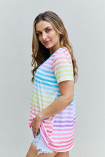 Load image into Gallery viewer, Heimish Out And Proud Full Size Multicolored Striped V-Neck Short Sleeve Top
