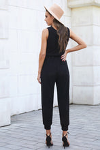 Load image into Gallery viewer, Tied Surplice Neck Sleeveless Jumpsuit

