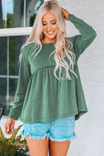 Load image into Gallery viewer, Round Neck Raglan Sleeve Babydoll Top
