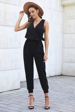 Load image into Gallery viewer, Tied Surplice Neck Sleeveless Jumpsuit
