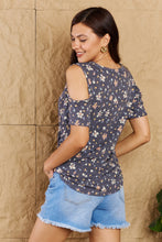 Load image into Gallery viewer, Heimish On My Own Full Size Cold Shoulder Keyhole Floral Print Top
