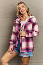 Load image into Gallery viewer, Zenana By The Fireplace Oversized Plaid Shacket in Magenta
