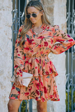 Load image into Gallery viewer, Floral Tie Neck Long Sleeve Layered Dress
