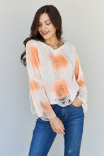 Load image into Gallery viewer, POL Mix It Up Tie Dye Hooded Distressed Sweater in Ivory/Orange

