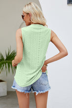 Load image into Gallery viewer, Notched Neck Curved Hem Eyelet Tank
