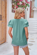 Load image into Gallery viewer, Layered Flutter Sleeve Tie Neck Top
