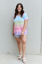 Load image into Gallery viewer, Heimish Out And Proud Full Size Multicolored Striped V-Neck Short Sleeve Top
