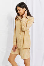 Load image into Gallery viewer, Zenana Striped Shirt and Shorts Loungewear Set in Mustard

