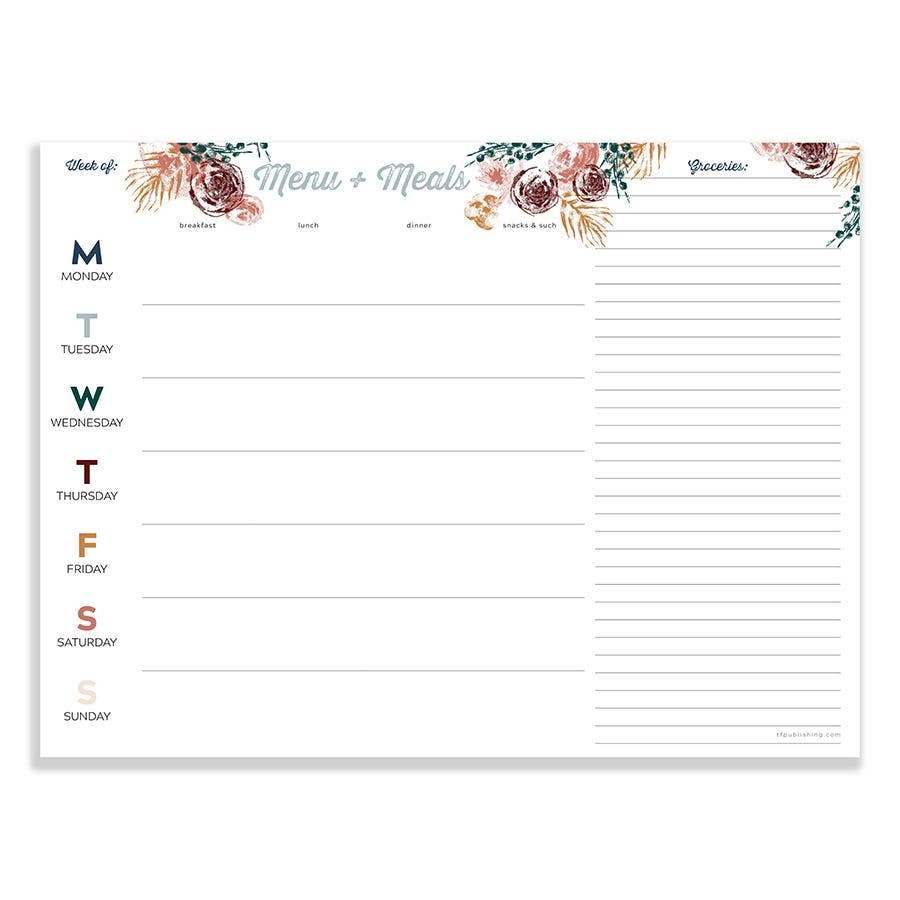 TF Publishing - Paper Goods - Floral 12x9 Weekly Meal Planning Pad: OPEN DATED / 99-6607