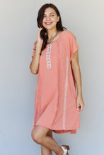 Load image into Gallery viewer, POL All Day Comfort Front Hook Contrast T-Shirt Dress in Blush Red
