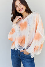 Load image into Gallery viewer, POL Mix It Up Tie Dye Hooded Distressed Sweater in Ivory/Orange
