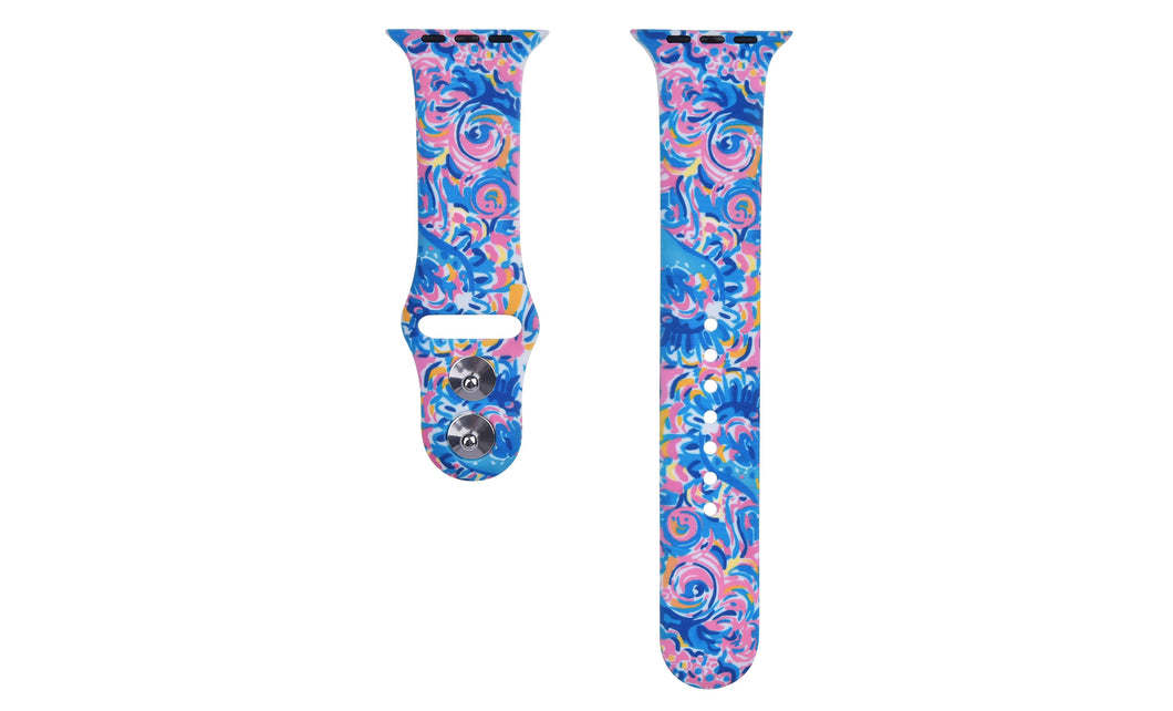 ShopTrendsNow - Pink Swirly Printed Silicone Bands Apple Watch