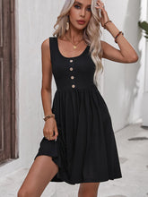 Load image into Gallery viewer, Scoop Neck Buttoned Sleeveless Dress
