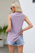 Load image into Gallery viewer, Notched Neck Curved Hem Eyelet Tank

