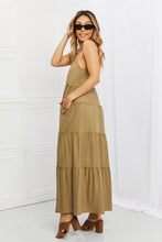 Load image into Gallery viewer, Zenana Full Size Spaghetti Strap Tiered Dress with Pockets in Khaki
