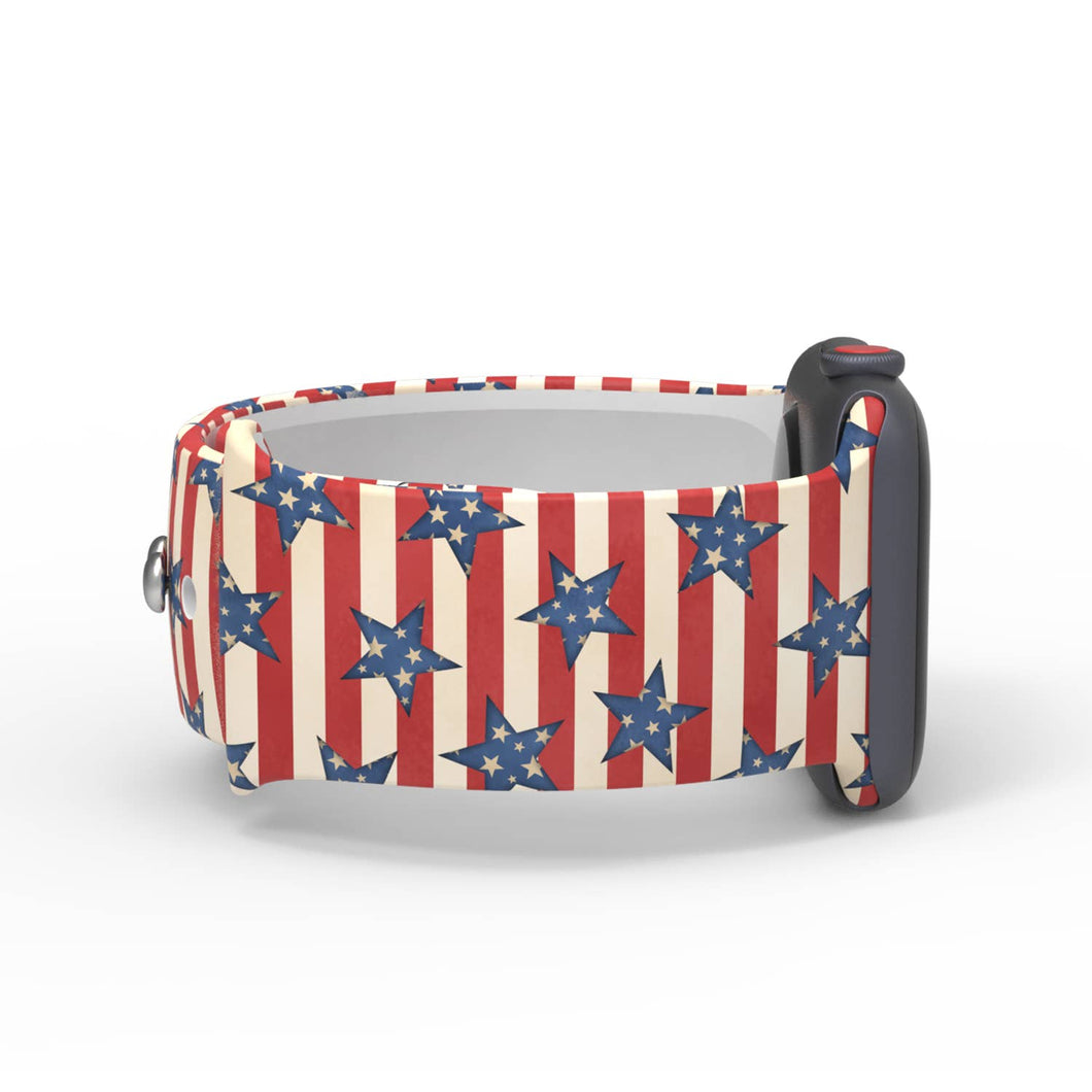 ShopTrendsNow - 4th of July American Flag Apple Watch Silicone Band Striped