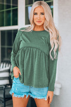 Load image into Gallery viewer, Round Neck Raglan Sleeve Babydoll Top
