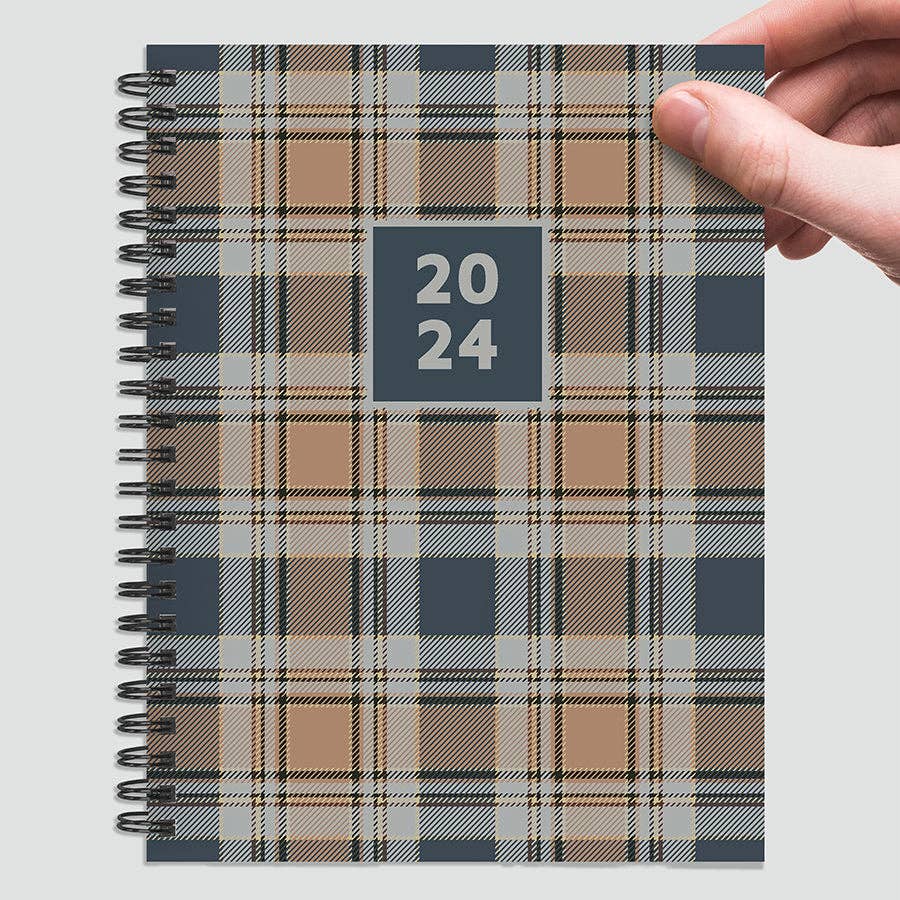 TF Publishing - Paper Goods - 2024 Neutral Plaid Medium Weekly Monthly Planner