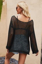 Load image into Gallery viewer, Openwork Round Neck Long Sleeve Cover Up
